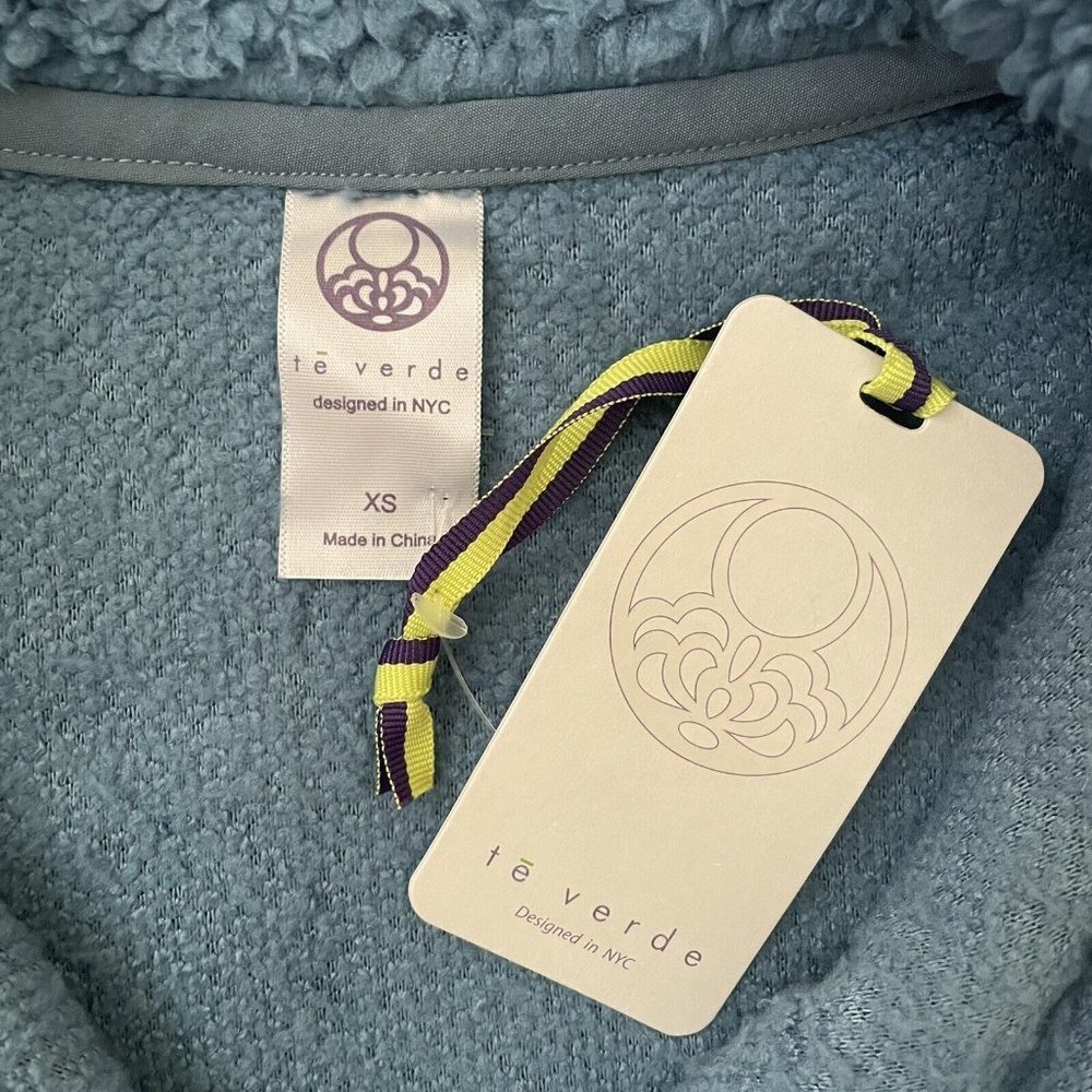 Te Verde Jacket Womens XS Blue Teddy Bear Fleece Quarter Zip Very Soft NEW - Picture 3 of 7